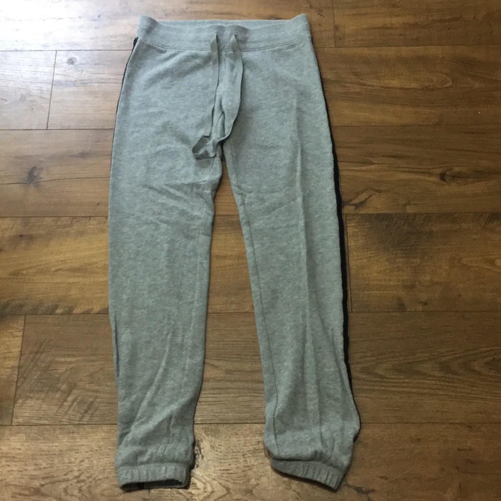 Plush & Lush Sweatpants w/ black sequin pinstripes
